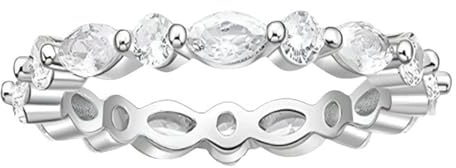 Daesar Bague Argent Sterling 925 Femme, Alliance Anneau Bague Fiançaille Mariage Femme Éternité Empilable avec Zirconium Marquise et Rond Bagues pour Anniversaire