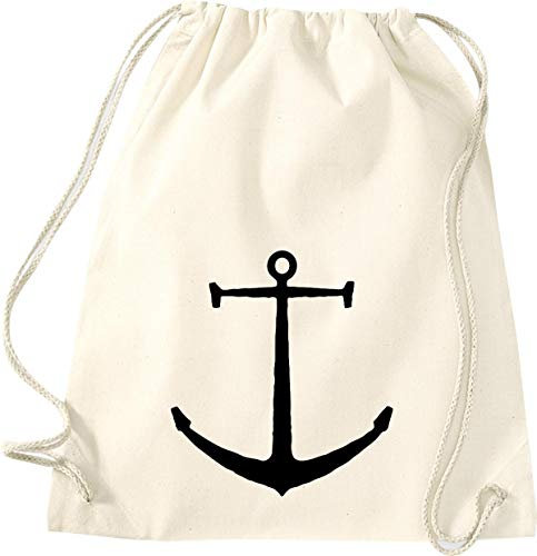 ShirtInStyle Gym Sack Turnbeutel Sailing Motive Anker, Heimat, Urlaub, Segeln, Wassersport, Farbe Natur