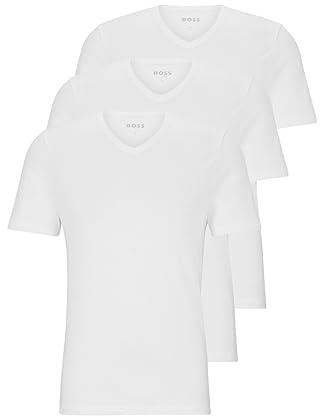 BOSS Mens 3-Pack V-Neck Regular Fit Short Sleeve T-Shirts Underwear