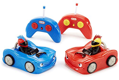 Little Tikes RC Bumper Cars for Kids - Includes 2 Remote Controls - Bump Your Competition to Launch their Driver - Challenge Your Opponent to a Race - Spins 360° - Set of 2 - Blue & Red
