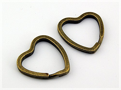 2 Schlüsselringe Herz Vintage Bronze von Vintageparts, DIY-Schmuck