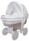 Waldin Baby Stubenwagen-Set mit Ausstattung, XXL, Bollerwagen, komplett, 24 Modelle wählbar, Gestell/Räder grau lackiert, Stoffe weiß