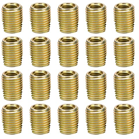 20Pcs 302 Selbstschneidender Gewindeeinsatz Kohlenstoffstahl selbstschneidende Gewindeeinsatzschraube Reparatursatz(Inner M3*0.5 Outer M5*0.5)