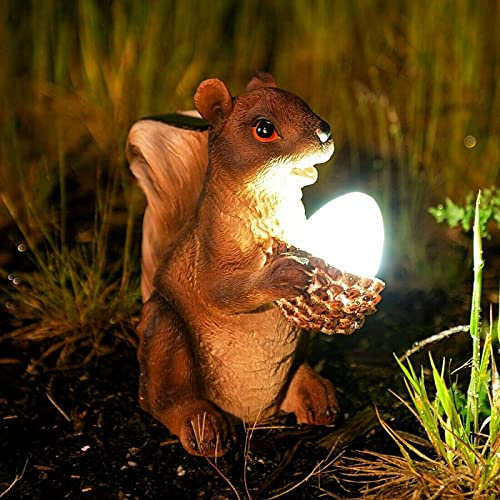 Garden Mile® Décoration de jardin solaire - Écureuil rouge - Statues lumineuses - Décoration de jardin pour pelouse, terrasse, balcon, jardin