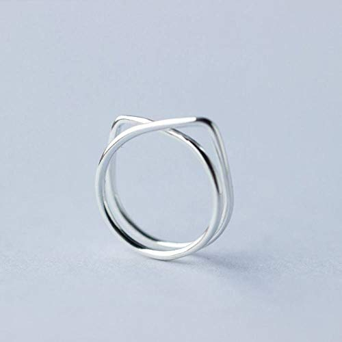 PRAK Damen 925 Sterling Silber Ringe Verstellbare,Mode Einfach Süße Katze Ohren Linienform Ring Für Dame Geburtstag Zubehör Von Drittanbietern