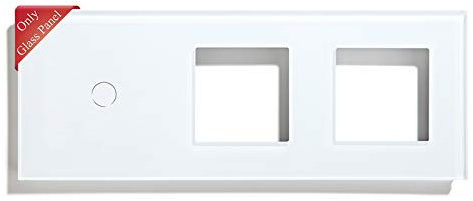 BSEED Rahmen Glasrahmen Panel für Lichtschalter und Steckdose Kristall Glasscheibe Glaspanel für Wandlichtschalter und Steckdose 1 Fach Weiß 228mm