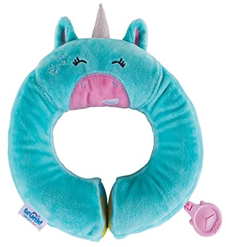Trunki Cuscino da Viaggio Bambini per Collo e Mento | Cuscino Viaggio Bambini | Cuscino Bambino e Supporto per Auto, Aereo, Bici o Passeggino | Yondi Piccolo Fantasia Una Unicorno (Turchese)