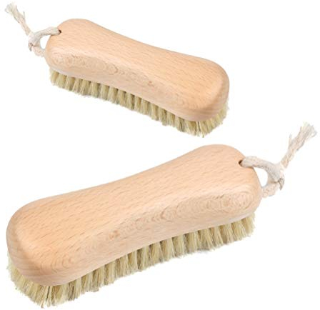 JAOMON Bürste 2er Set Scheuerbürste Reinigungsbürste Wurzelbürste aus Holz mit Naturborsten aus Fibre - Scheuerbürsten, Wurzelbürsten, Hand Schrubber, Putzbürste - Griff aus Holz