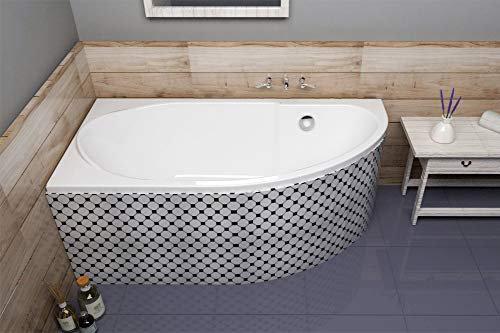 ECOLAM® Badewanne Eckbadewanne Acryl Miki Polimat weiß 140x70 cm LINKS + Wannenträger Ablaufgarnitur Ab- und Überlauf Automatik Füße Silikon Komplett-Set