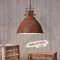 Lightbox kürzbare Vintage Hängelampe mit Glasscheibe - industrielle Pendelleuchte mit 47cm Durchmesser- für Esszimmer - E27 Fassung, max. 60 W - Metall/Glas Rostfarben
