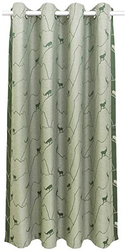 SeGaTeX home fashion Landhaus Ösen-Schal Breno mit Steinbock in grün Übergardine mit 8 Chrom-Ösen 130 cm breit