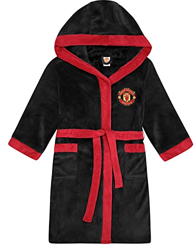 Manchester United FC - Herren Fleece-Bademantel - offizielles Merchandise - Geschenk - Schwarz - 3XL
