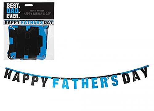 Wimpelkette 'HAPPY FATHER'S DAY' 180cm Banner Dekoration Best Dad Ever Schwarz Blau Party Lange Wertkarte Banner