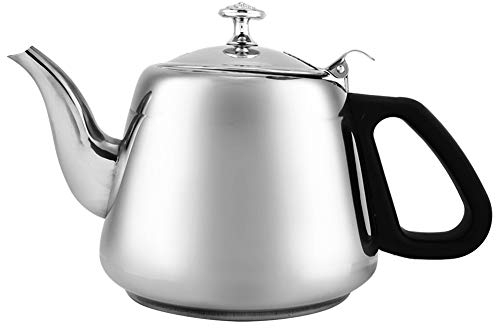 Tetera de acero inoxidable de 1,5 l / 2 l, tetera de hoja, té, café, hervidor de agua caliente con filtro, infusor extraíble(2L)