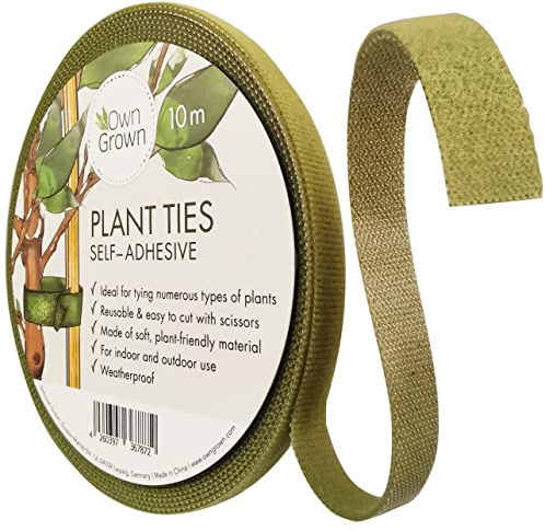 OwnGrown Attache Verte Auto-agrippante pour Plantes: 10m de Bande Auto-adhésive, Extra résistante aux intempéries et réutilisable - Scratch pour l'aide à l'escalade des Plantes grimpantes