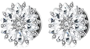 Ohr Tunnel 8mm, Ohrdehner 8mm Edelstahl Blume Zirkonia Silber 0G Tunnel und Plugs in Schmuck Damen