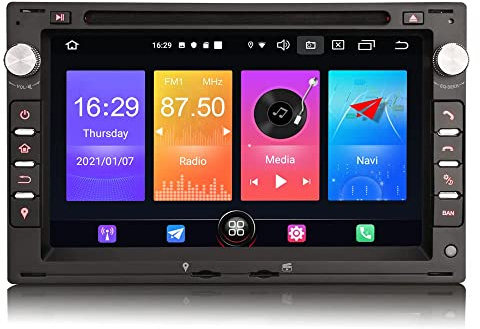 Erisin Android 11.0 Autoradio mit Navi GPS Für VW Passat Polo Jetta Sharan Golf 4 T5 Seat Ibiza Superb Peugeot 307 Unterstützt Bluetooth CarPlay Android Auto DSP WiFi DAB+ DVD OBD2 RDS SWC USB 4G