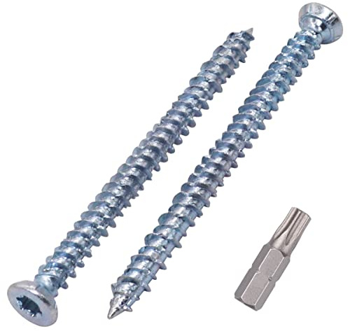 SKIR'CO (100 pièces) Vis pour béton, zingué 7,5 x 92 mm, tête fraisée, vis pour maçonnerie, vis de fixation pour cadre