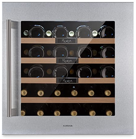 KLARSTEIN Built-in Wine Cooler Drinks Fridge, 92L Single Zone Wine Fridges, Prosecco and Beer Bottles, Touch Pad, Indoor/Outdoor Bar Fridge and Cooler for Garden, 5-20°C, Fits 36 Bottles