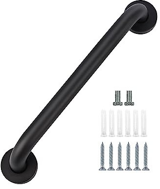 YF Maniglione per Doccia, 40 cm Barra di Presa per Bagno in Acciaio Inox, Maniglione Nero Antiscivolo per Doccia Maniglia da Bagno Supporto per Corrimano Barra di Equilibrio per Doccia Toilette