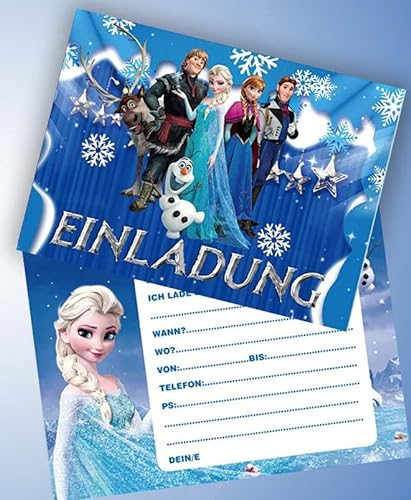 ich 12 Einladungskarten & 12 Umschläge für Geburtstag Partys und Kindergeburtstag Frozen Die Eiskönigin Nr. 10