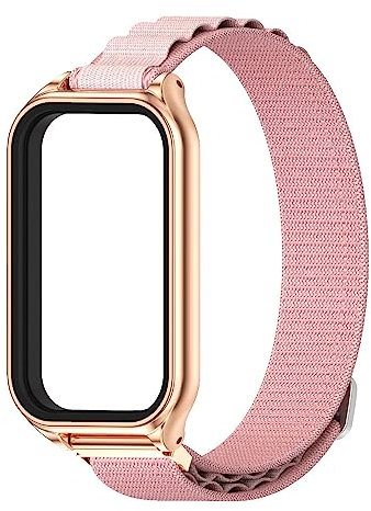 WIIKAI Cinturino Compatibile con Redmi band 2 Cinturino Di Ricambio Sgancio Rapido Cinturino GS.(rosa + oro rosa)