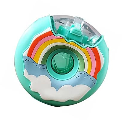 WOOXGEHM Donut Wasserflasche, 380 Ml Kinder Donut Wasserflasche, Bpa freier Silikon Sportbecher mit Strohhalm, Niedliche, Auslaufsichere Kleinkind Trinkflasche mit Schultergurt, Geeignet