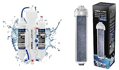 ARKA myAQUA® 190 | Umkehrosmoseanlage | 190 L/Tag | Wasserfilter & Enthärtungsanlage | Filter für bis zu 99% der Salze & ARKA myAQUA® Resinfilter 500 ml - Reinstwasserfilter