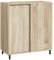 HOMCOM Mueble Zapatero de Entrada de 4 Niveles, Mueble Zapatero de aglomerado y Acero con Puerta corredera, Mueble Zapatero con estantes para hasta 12 Pares de Zapatos, 80x40x93 cm, Madera