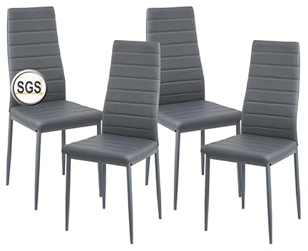 anrekl Lot de 4 chaises de Salle à Manger avec accoudoirs, Pieds en métal, chaises de Cuisine Modernes rembourrées, Assise Confortable, pour Salle à Manger, Salon, Cuisine, Gris