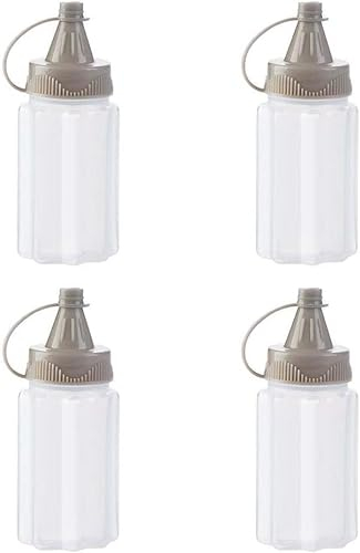 Htppzjr Lot de 4 mini bouteilles à presser pour confiture, sauce, assaisonnement avec couvercle, bouteille à presser portable en polypropylène facile à nettoyer pour épices
