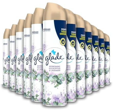 Glade Air Freshener, Aerosol Room Spray, Eucalyptus & Lavender, Pack of 12 (12 x 300ml)