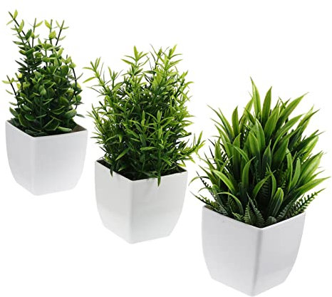 RORPOIR 3 Piezas Plantas Artificiales Pequeñas en Macetas Mini Plantas Decorativas Realistas para Escritorio Baño y Hogar Sin Mantenimiento