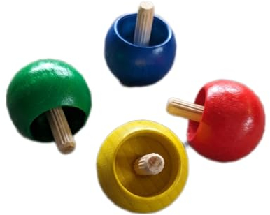 Ameisenkeks® 4 x Wendekreisel aus Holz, bunt und Natur, preiswert im 4er Set