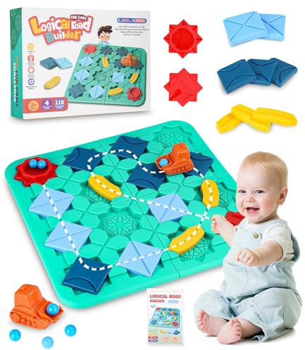 Logische Straße Builder Puzzle-Spiel,logischer straßenbauer für Kinder mit 118 Herausforderungen,das verrückte Labyrinth,Gehirn Spiele Kinderspielzeug Geschenk für 4 5 6 7 8 Jahre alte Jungen Mädchen
