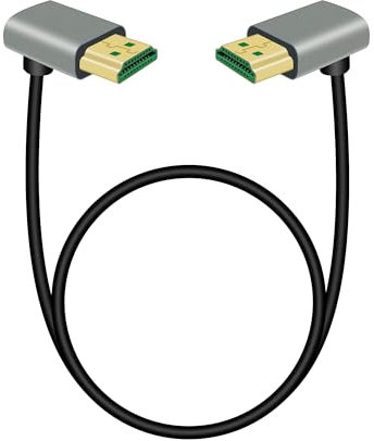 RIIEYOCA HDMI mâle à angle droit 90 degrés vers HDMI mâle à angle droit 90 degrés, 48Gbps High Speed 2.1 Cable Supports 8K@60Hz, ARC,3D for DVR, HDTV(0.5M)