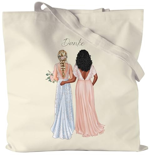 Kiddle-Design Trauzeugin Jutebeutel Personalisiert mit Name der Braut & Brautjungfer | Frage & Danke-Geschenk für Freundinnen Dankeschön Brautparty & Brautjungfern JGA