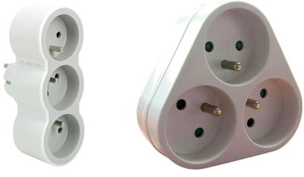 LEGRAND - Fiche Multiprise Triplite - 3 Prises Frontales avec Terre - Positionnement Vertical - Sécurité Enfant Intégrée - Blanc et Gris Clair & Triplite 3X 16A Triangulaire - Blanc - Zenitech