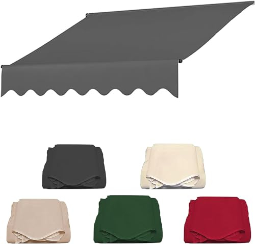Balkon-Markisen-Ersatz, kein Bohren, Klemmmarkisenstoff, höhenverstellbare Sonnenschirm-Überdachungsleinen, Polyester, wasserdicht, Schattenabdeckung-Grau||4M