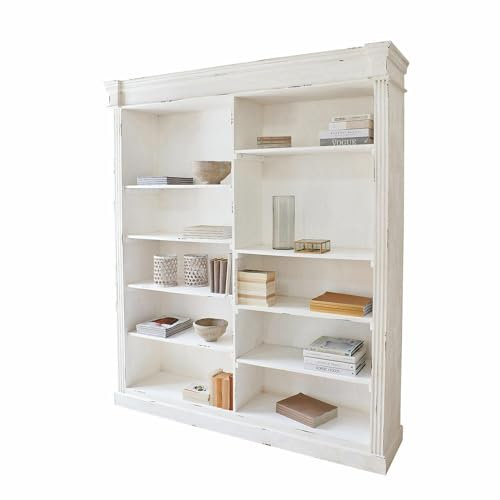 Loberon Regal Barrow Creek, authentisches Antik-Finish, luxuriös & großzügig, Landhaus-Stil, herausnehmbare Böden, Bücherregal, Mangoholz, antikweiß