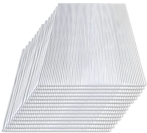 Yugodex 14x Polycarbonat Hohlkammerstegplatten 4mm, 10,25 m² Doppelstegplatte 60,5 x 121 cm, Stegplatte Gewächshausplatte UV-beständigen für Gewächshaus, Carports, Garten, Treibhaus, Ersatzplatten