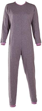 Emy Pyjama für Damen und Herren – Gesundheits-Pyjama für ältere Menschen mit Reißverschluss hinten, Schlafanzug für ältere Menschen aus 100% Baumwolle in Italien, Tondino Pink, S