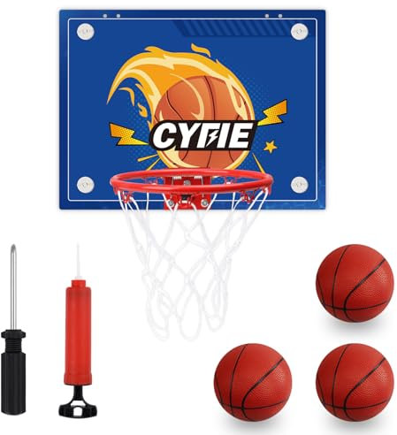 CYFIE Mini Panier de Basket-Ball, Panier Basket Enfant, Panier de Basket Mural, Panier de Basket Exterieur Interieur avec 3 balles, Jeu de Basketball pour Cadeaux Garçons Filles