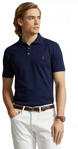 Ralph Lauren Polo piqué Slim Fit Stretch Mesh, Bleu marine, XL