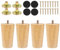Luabue 4 Pack Wooden Sofa Legs 10cm Bed Cabinet Ottoman Legs, Solid Rubber Wood Straight Cone Furniture Legs Feet Replacement with Non-Slip Rubber Protection Pad & Screws