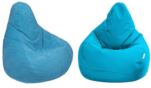 Loft 25 Gaming Sitzsack für Erwachsene sitzsack Cord mit füllung,Komfortabler Indoor Outdoor Bean Bag Chair,Perfekt für Wohnzimmer und Gaming sitzsäcke Sessel mit Rückenlehne (Türkis)
