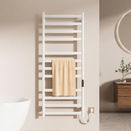 OihPaw Sèche-Serviette,Blanc Chauffe Serviette Salle de Bain,Les Dimensions sont :1300×520mm,avec écran Tactile,Minuterie et température réglable radiateur seche Serviette Electrique Salle de Bain