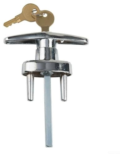 Garage Door Lock T Handle, Garage Door Roller Shutter Lock, with 2 Keys Replacement, Fits 3/8 Inch Through 2 Inch Thick Doors