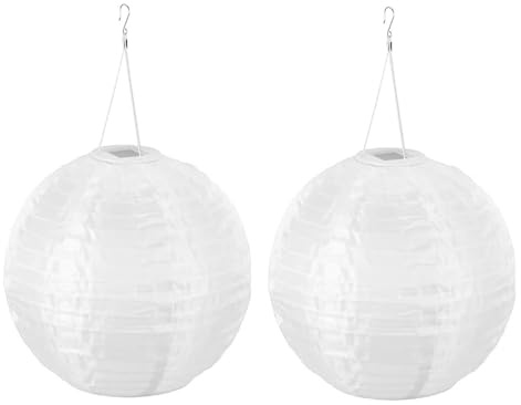 Solar Lampions außen Wetterfest, Solar Led Laterne Wasserdicht Warmweiß Nylon Hängende Gartenlaterne, Lampions Outdoor, Solarlampions für Draußen Garten Terrasse Hof Hochzeit (30cm/2pcs/Weiß)