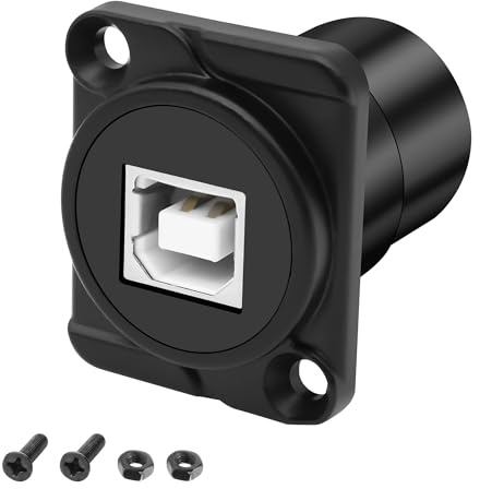 MEIRIYFA Adaptador USB B a A de montaje de panel, tipo D USB 2.0 tipo B hembra a USB-A hembra convertidor adaptador para PC portátil impresora escáner (negro)